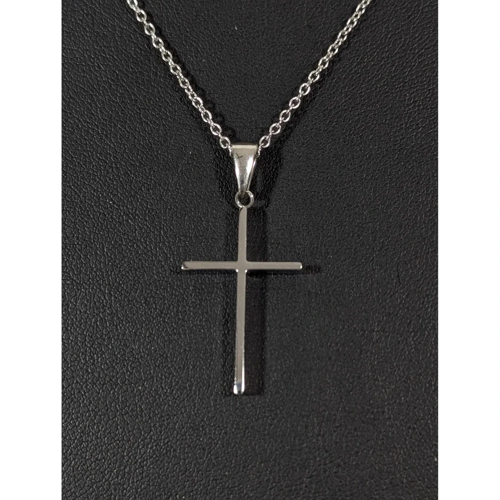 Silver Tone Cross Necklace 